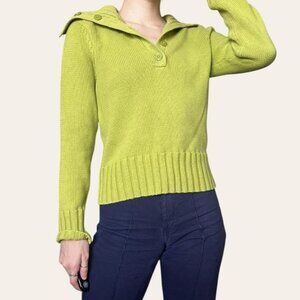 Jones New York vintage y2k vintage chartreuse oversized collar knit sweater
